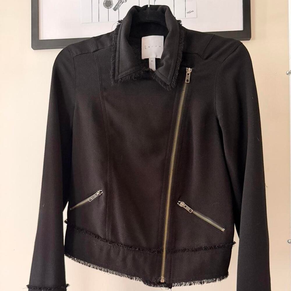 Black biker jacket with frayed